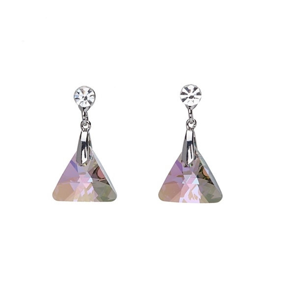 Jewelry - LAST PAIR Swarovski Paradise Shine Crystal Triangle Earrings Silver NWT